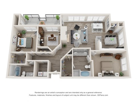 a 3 bedroom floor plan is shown in this illustration
